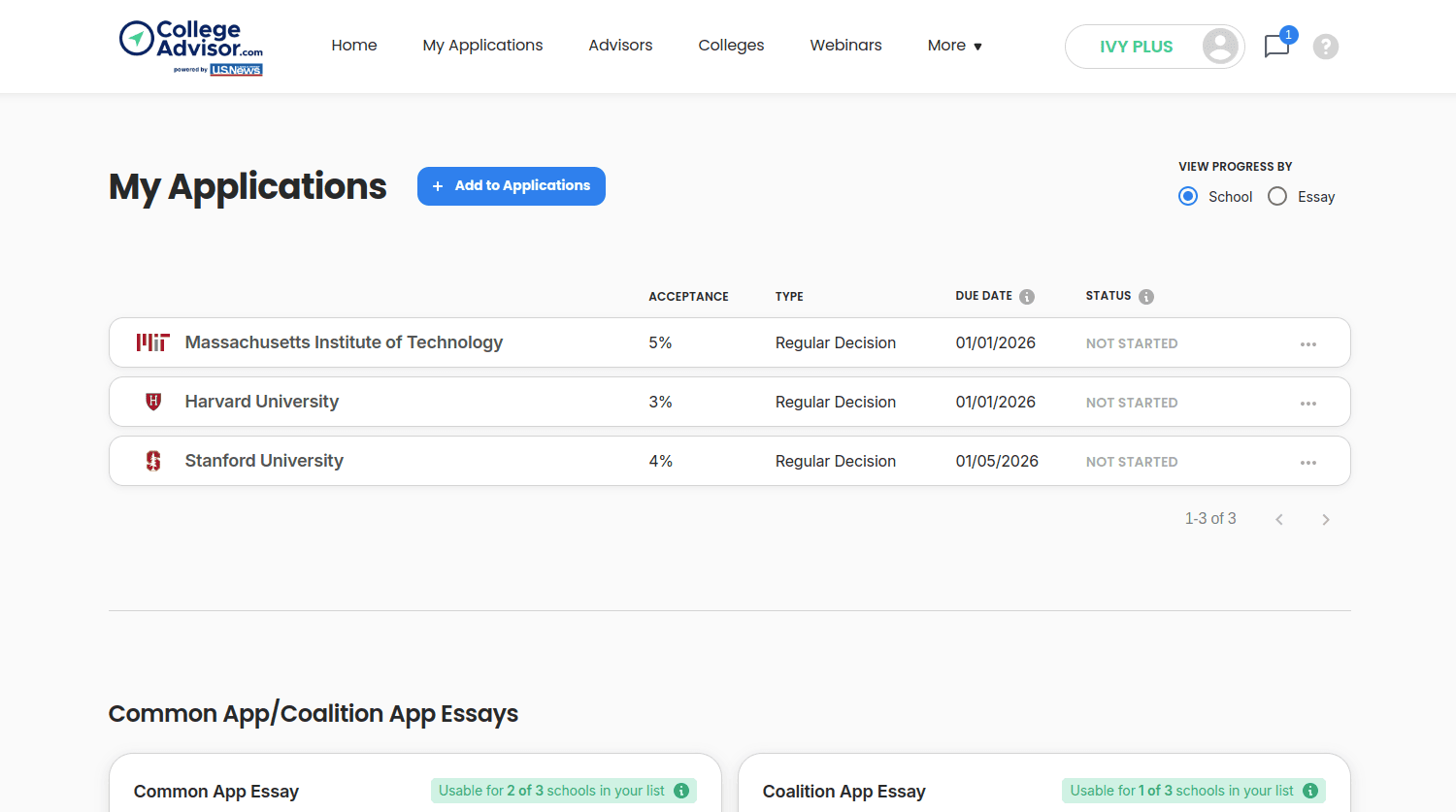 Student Application Dashboard